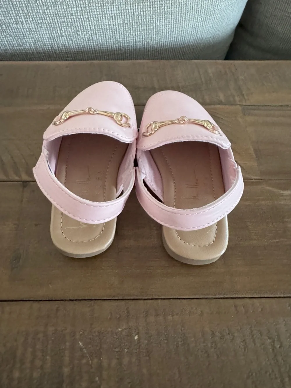 Nicole Miller Pink Kids Back-Strap Moccasins with Gold Bit